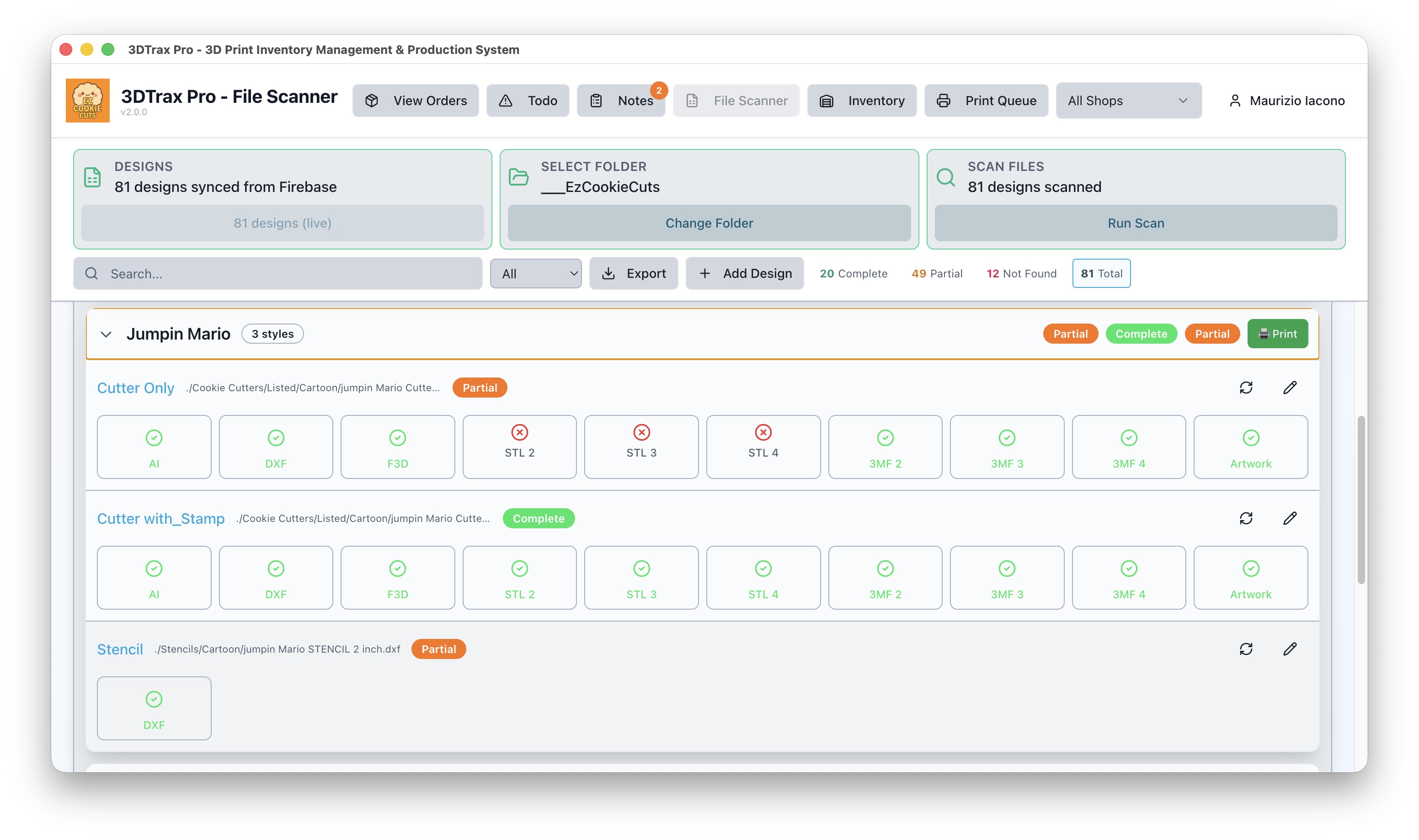 File scanner screen